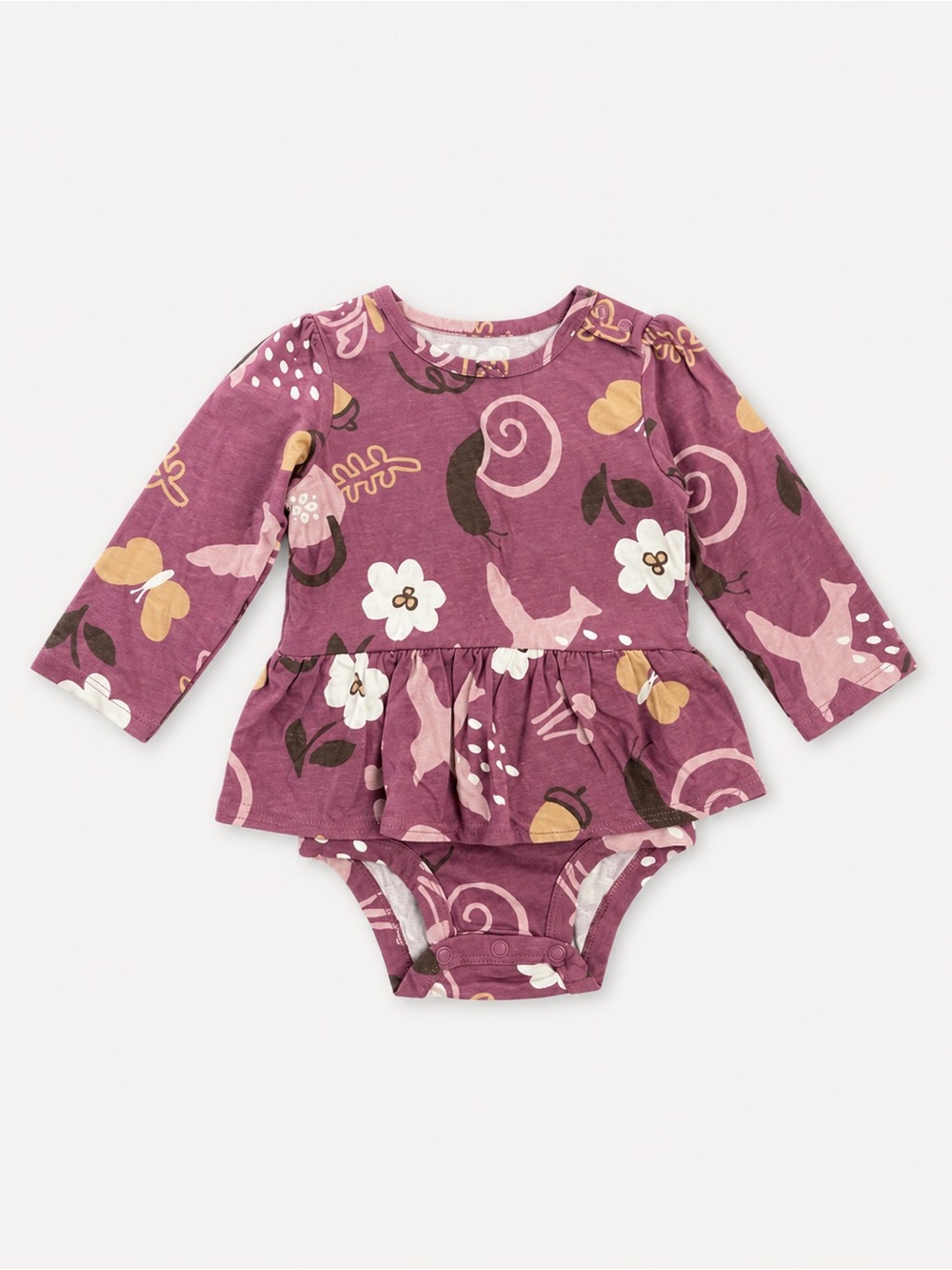 Carter's Peplum Long-Sleeve Bodysuit - Purple Butterfly Floral Print 12M NWT